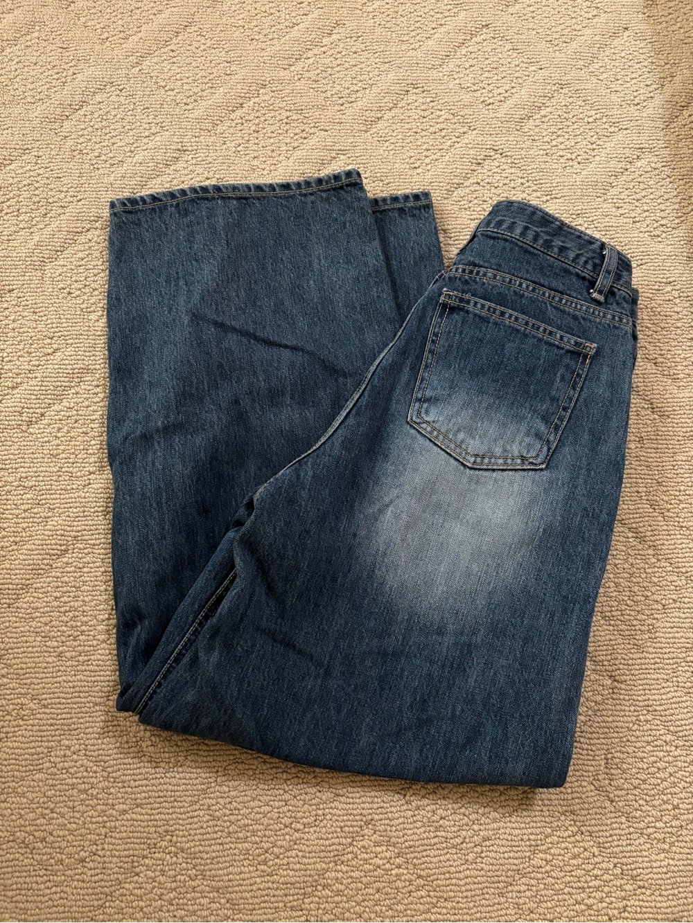 Oak + fort oversized dark washed jeans